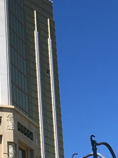 A view of the Mandalay Bay in Las Vegas, where gunman Stephen Paddock broke a window and shot at a crowd of tens of thousands.