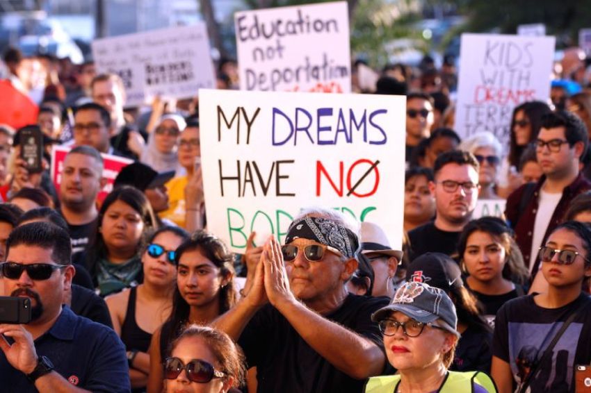Alliance San Diego and other Pro-DACA supporters hold a protest rally, following U.S. President Donald Trump's DACA announcement, in front of San Diego County Administration Center in San Diego, California, U.S., September 5, 2017.