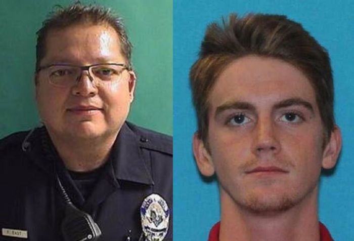 Floyd East Jr., Texas Tech police officer (L) was shot dead by Hollis Daniels, 19 (R) on Monday October 9, 2017.
