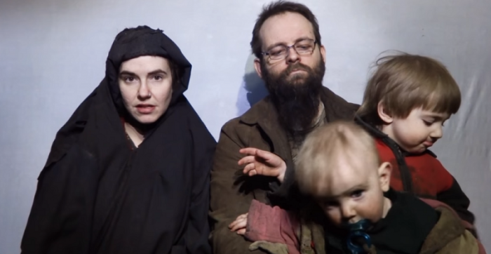 Caitlan Coleman, Joshua Boyle and family appear in a ransom video published by their Haqqani network captors in December 2016.