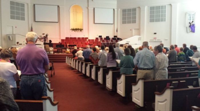 A worship service at First Baptist Church of Rincon, Georgia.