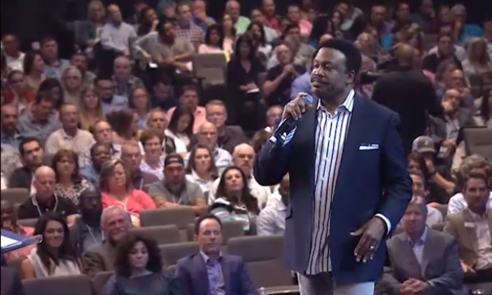 Dr. Kenneth Ulmer vice-chairman of The King's University and pastor of Faith Central Bible Church tells congregants at Gateway Church in Southlake, Texas, how his family suffered from racism when he was a boy.
