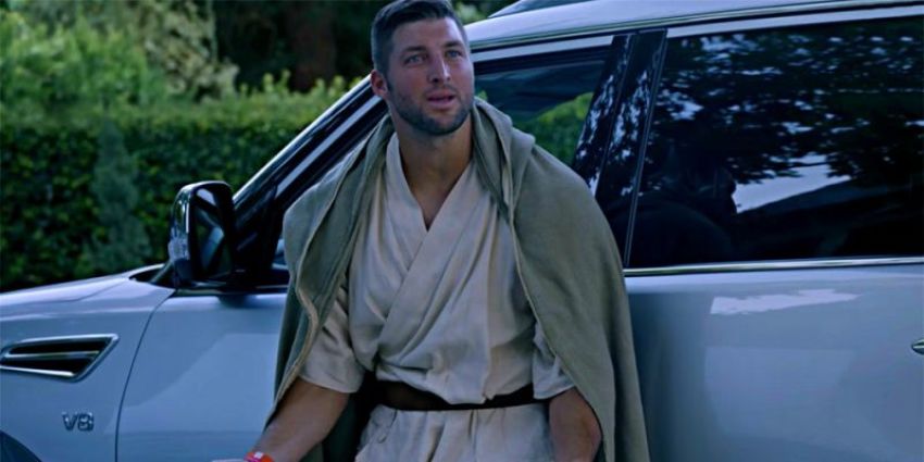 Tim Tebow seen in the Nissan Heisman House ad "Teboween," October 2017.