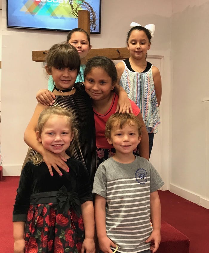 Bottom row: Brooke and Ryland Ward, both 5. Middle row: Haley Ward and Emily Garza, 7. Top row: Rhianna Garza and McKinley Ward, 9. Brooke Ward and Emily Garza were killed in the shooting at the First Baptist Church of Sutherland Springs on Sunday, November 5, 2017. Ryland Ward was out of surgery and stable as of Sunday night.