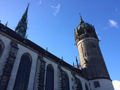 Exterior of Castle Church in Wittenberg, Germany on Oct. 30, 2017.