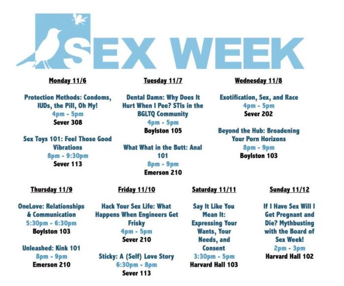 Harvard University Sex Week 2017 schedule