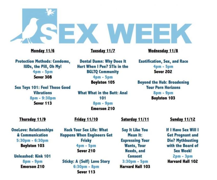 Harvard University Sex Week 2017 schedule