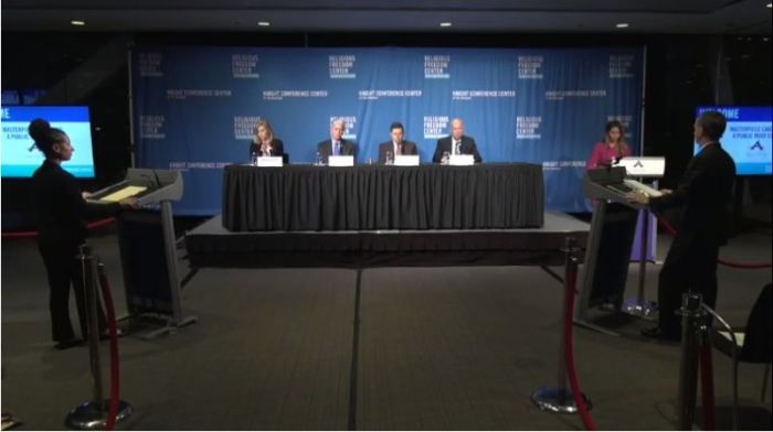 ADF senior counsel David Cortman and ACLU staff attorney Ria Tabacco Mar participate in a moot court debate at the Newseum in Washington, D.C. on Nov. 13, 2017.