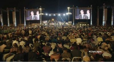 Evangelist Reinhard Bonnke preaches the Gospel for the last time in Lagos, Nigeria, in a video posted November 12, 2017.