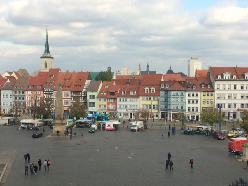 The city of Erfurt, Germany. View of "Domplatz," Cathedral Square.