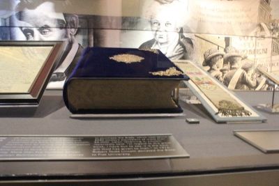 A Bible given to President Abraham Lincoln in 1864 by a group of African Americans sits at the Museum of the Bible in Washington, D.C.