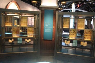 Bibles that date back to the 1500s and have connections to Martin Luther sit in a display case at the Museum of the Bible in Washington, D.C., on Nov. 14, 2017.