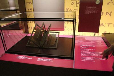 Leaves of the Bodmer Papyri that date back to as early as the third century sit on display at the Museum of the Bible in Washington, D.C., on Nov. 14, 2017.