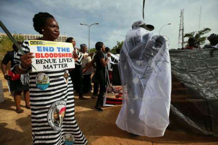 Protesters gather during a demonstration against Fulani herdsmen killings, in Abuja, Nigeria March 16, 2017.