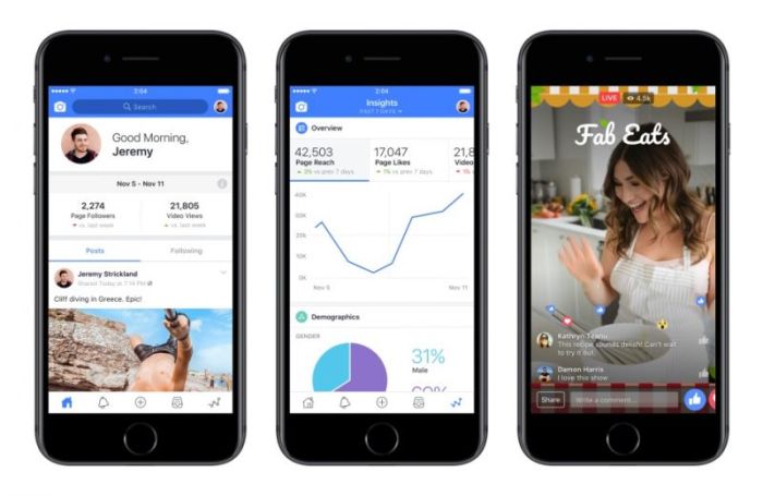 Preview of the features in the newly-launched Facebook Creator app.