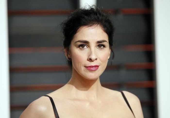 Actress Sarah Silverman arrives at the 2015 Vanity Fair Oscar Party in Beverly Hills, California February 22, 2015.