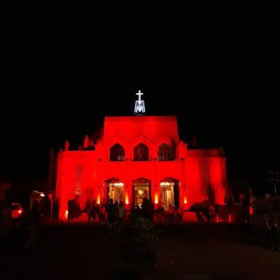 The Shrine of Our Lady of Peace and Good Voyage (Antipolo Church) in the Philippines marks Red Wednesday, Nov. 22, 2017.