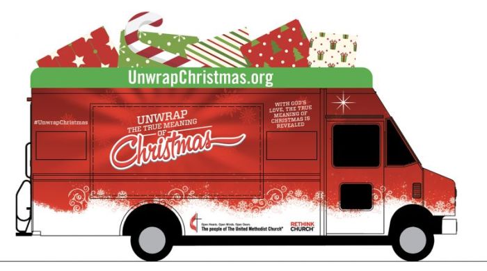 The United Methodist Church is sponsoring an 'Unwrap the True Meaning of Christmas Tour' in December 2017.