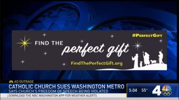 Archdiocese of Washington Christmas 2017 ad promoting the 'Find the Perfect Gift' initiative.