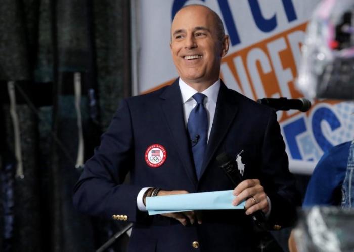 NBC's 'Today' show anchor Matt Lauer models the official Opening Ceremony outfit that Team USA members will wear by Polo Ralph Lauren in New York City, U.S., July 29, 2016.