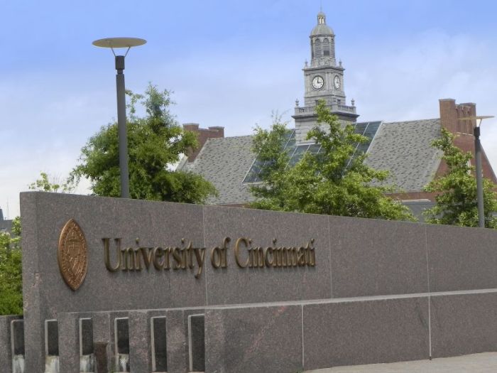 The University of Cincinnati entrance and Tangeman University Center