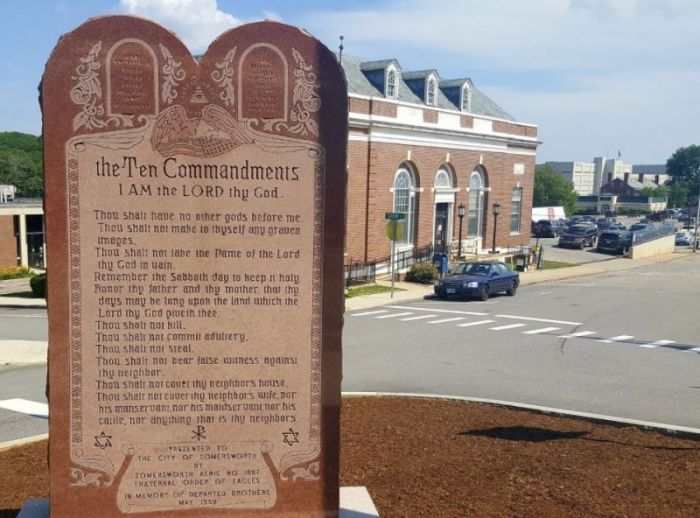 A Ten Commandments display located at Somersworth, New Hampshire.