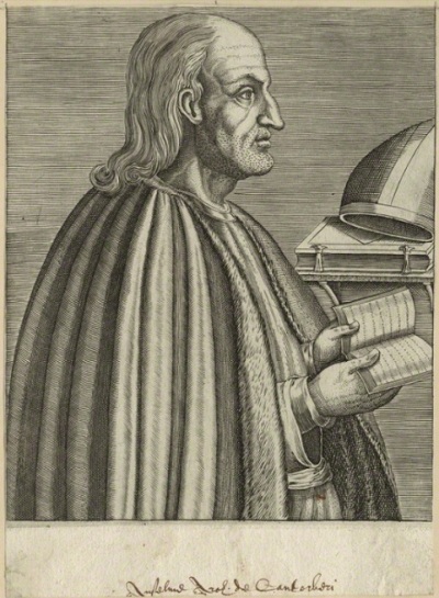 A late-16th century line engraving of Saint Anselm of Canterbury (circa 1033 - 1109).