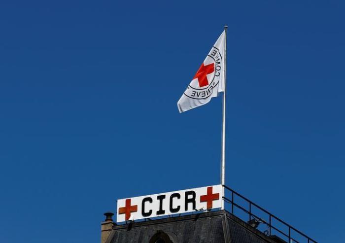 A flag is pictured on the headquarters of the International Committee of the Red Cross (ICRC) in Geneva, Switzerland, June 2, 2017.