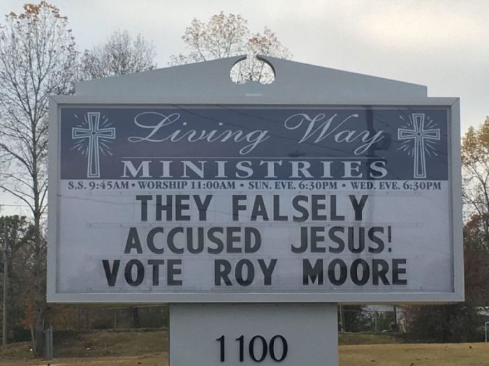 The sign at Living Way Ministries church in Opelika, Alabama, that has rankled nerves locally and online.
