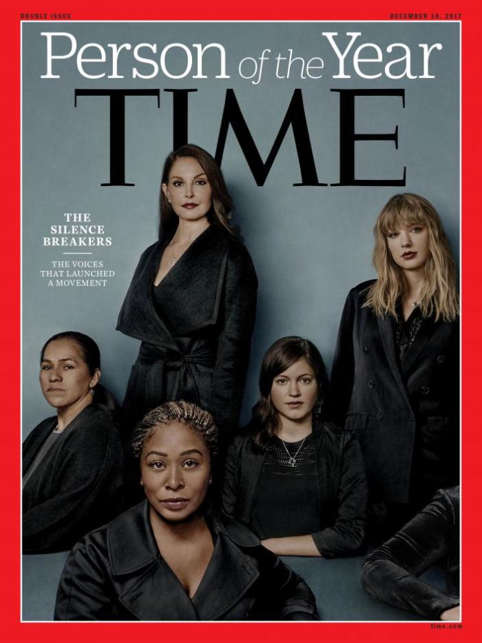 Ashley Judd, Susan Fowler, Adama Iwu, Taylor Swift, and Isabel Pascual (a pseudonym) on the Time magazine Person of the Year cover, published in December 2017.