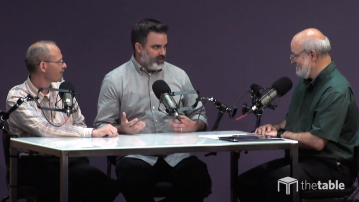(L-R) Michael Svigel, Barry Jones and Darrell Bock of Dallas Theological Seminary discuss why Christians should attend church.