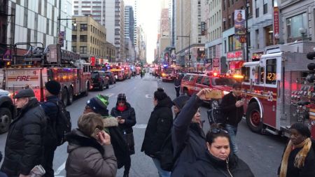 Police and fire crews block off the streets near the New York Port Authority on Monday December 11, 2017.