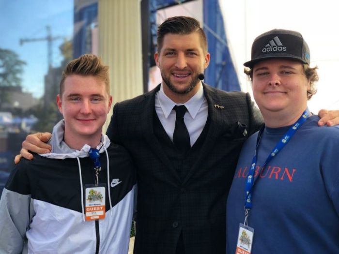 Preston and Parker Jackson are behind-the-scenes at SEC Nation with Tim Tebow.