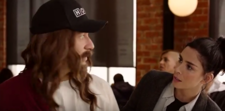 Sarah Silverman and actor Fred Armisen as Jesus on the Hulu variety show, "I Love You, America."