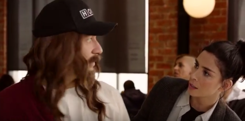 Sarah Silverman and actor Fred Armisen as Jesus on the Hulu variety show, "I Love You, America."