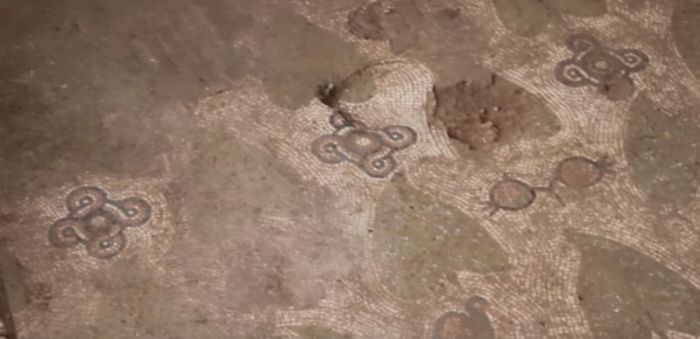A mosaic of a 1,500-year-old Byzantine church discovered in the Israeli town of Beit Shemesh.