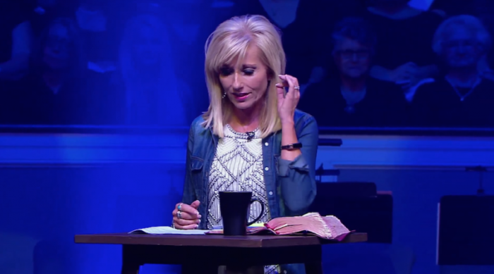 Beth Moore, founder of Living Proof Ministries, preaches in December 2017.