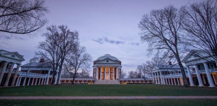 The campus of the University of Virginia, based in Charlottesville, Virginia.