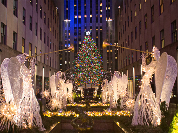 The Christmas tree at Rockefeller Center, New York City.