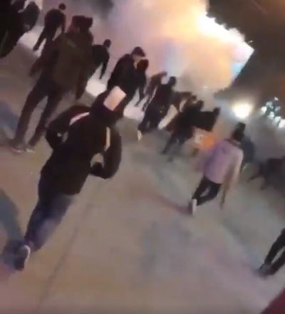 Image from amateur video of protesters in Iran that started on December 28, 2017.