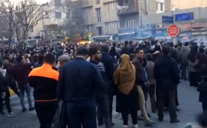 Protesters in Tehran, Iran, December 30, 2017.