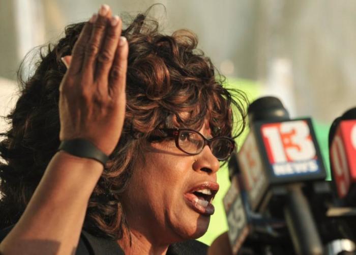 Former Florida congresswoman Corrine Brown speaks during a public rally to honor the memory of Trayvon Martin, at Fort Mellon Park in Sanford, Florida, on March 22, 2012.