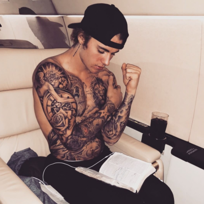 Justin Bieber reading the Bible