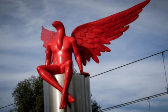 The 'Phylax' statue by Kostas Georgiou in Paleo Faliro Municipality of suburban Athens, Greece, has been the target of Christian protests, January 3, 2017.