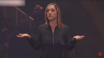 Christine Caine of the A21 Campaign speaks at Passion conference in Atlanta in January 2018.