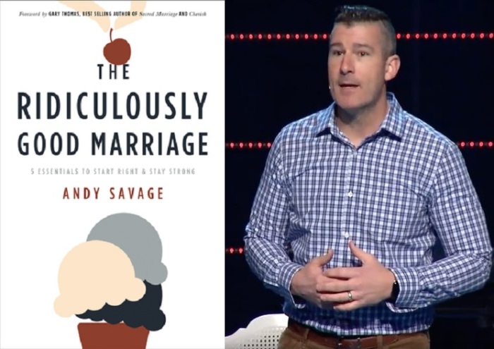 Embattled teaching pastor at the popular Highpoint Church Memphis in Tennessee, Andy Savage, 42, and the cover art for his canceled book that was slated for July 2018, 'The Ridiculously Good Marriage.'