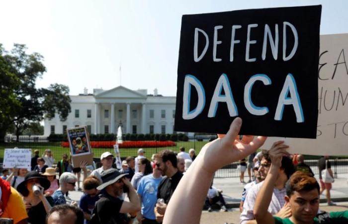 Demonstrators protest in front of the White House after the Trump administration today scrapped the Deferred Action for Childhood Arrivals (DACA), a program that protects from deportation almost 800,000 young men and women who were brought into the U.S. illegally as children, in Washington, U.S., September 5, 2017.