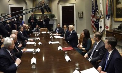 President Donald Trump holds a discussion on prison reform with various activists, state government leaders and administration officials in the Roosevelt Room of the White House in Washington, D.C. on Dec. 11, 2018.