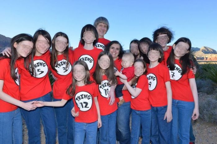 David Allen Turpin, 57, and his wife Louise Anna Turpin,49, are pictured here with their 13 children.