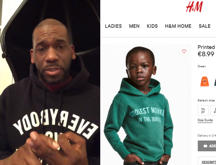 Pastor Jamal Bryant (L) has called for a boycott of global retail chain H&M for using a black child to promote a hoodie with the slogan 'Coolest Monkey in the Jungle.'